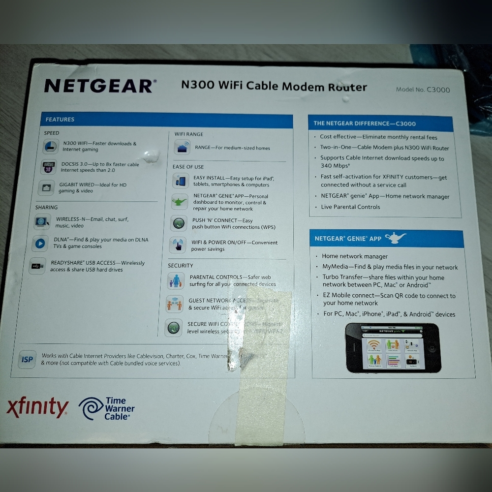 N300 WiFi Cable Modem Router 340 Mbps Netgear - Picture 3 of 3